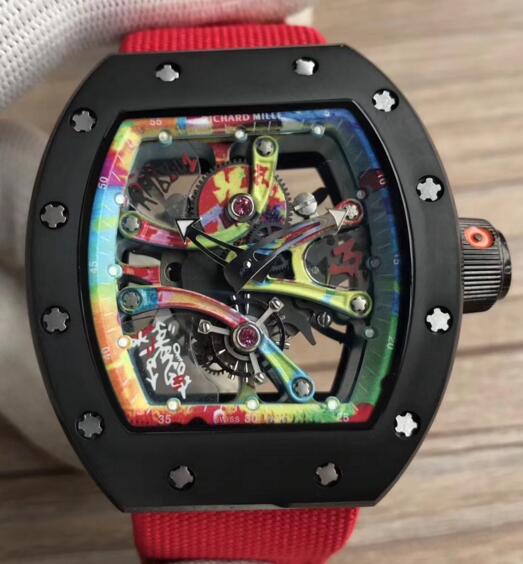 Review Fake Richard Mille RM 68-01 Kongo Tourbillon red Rubber men watch